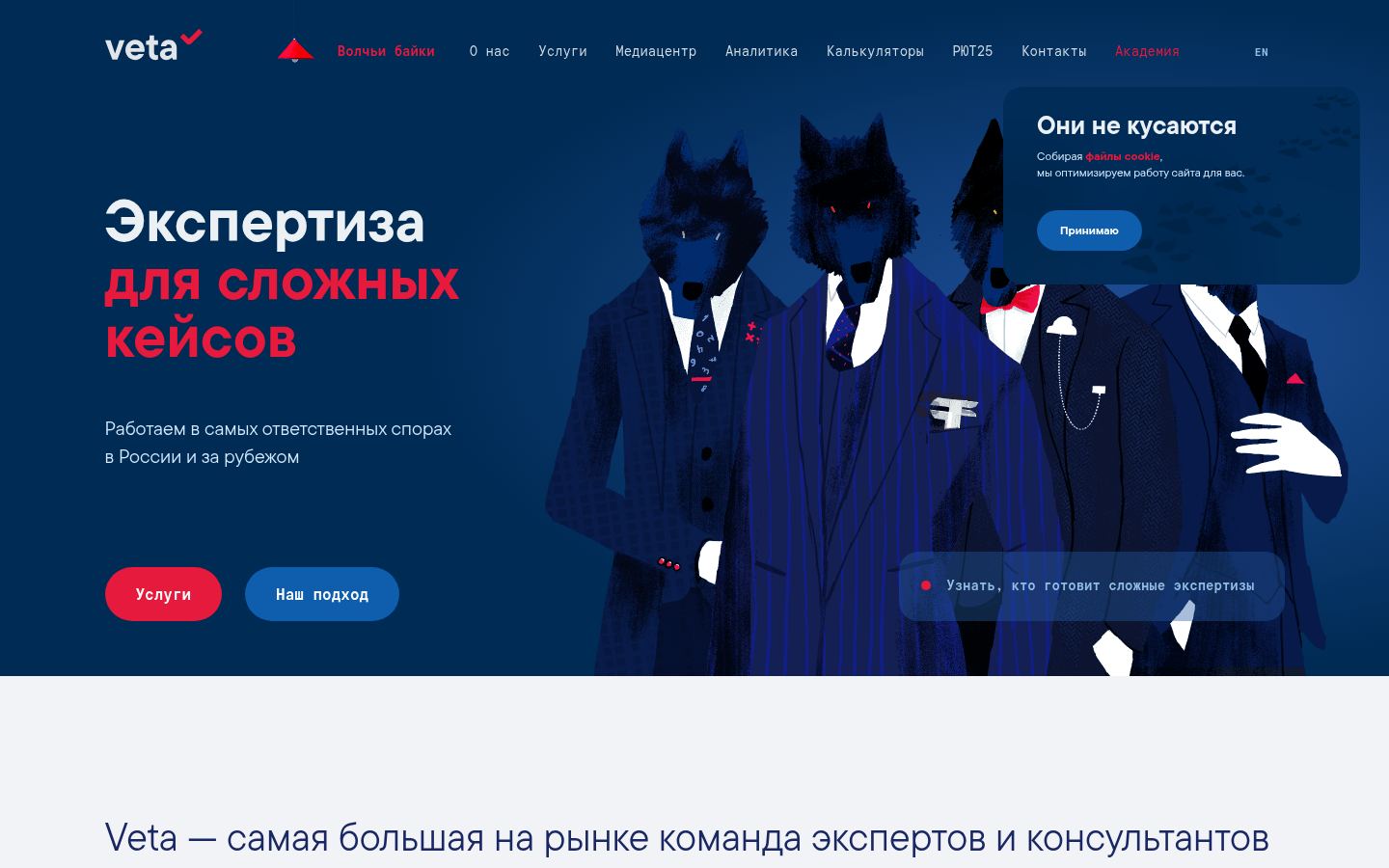 Экспертная группа Veta. Экспертиза в ответственных спорах &middot; снимок главной страницы (HOMEPAGE_SCREENSHOT)