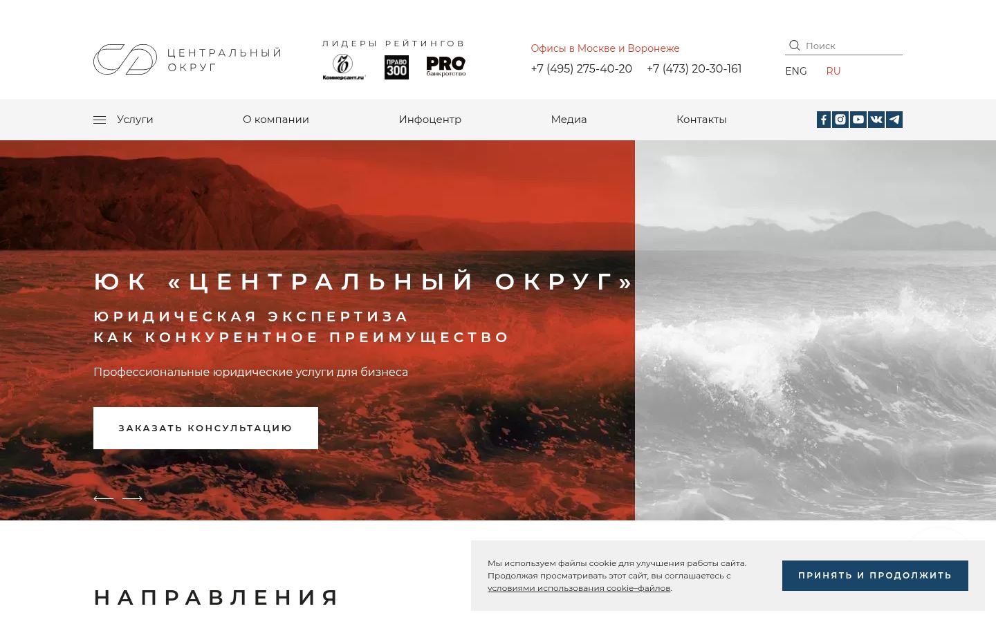 Юридическая компания &laquo;Центральный округ&raquo; &middot; снимок главной страницы (HOMEPAGE_SCREENSHOT)